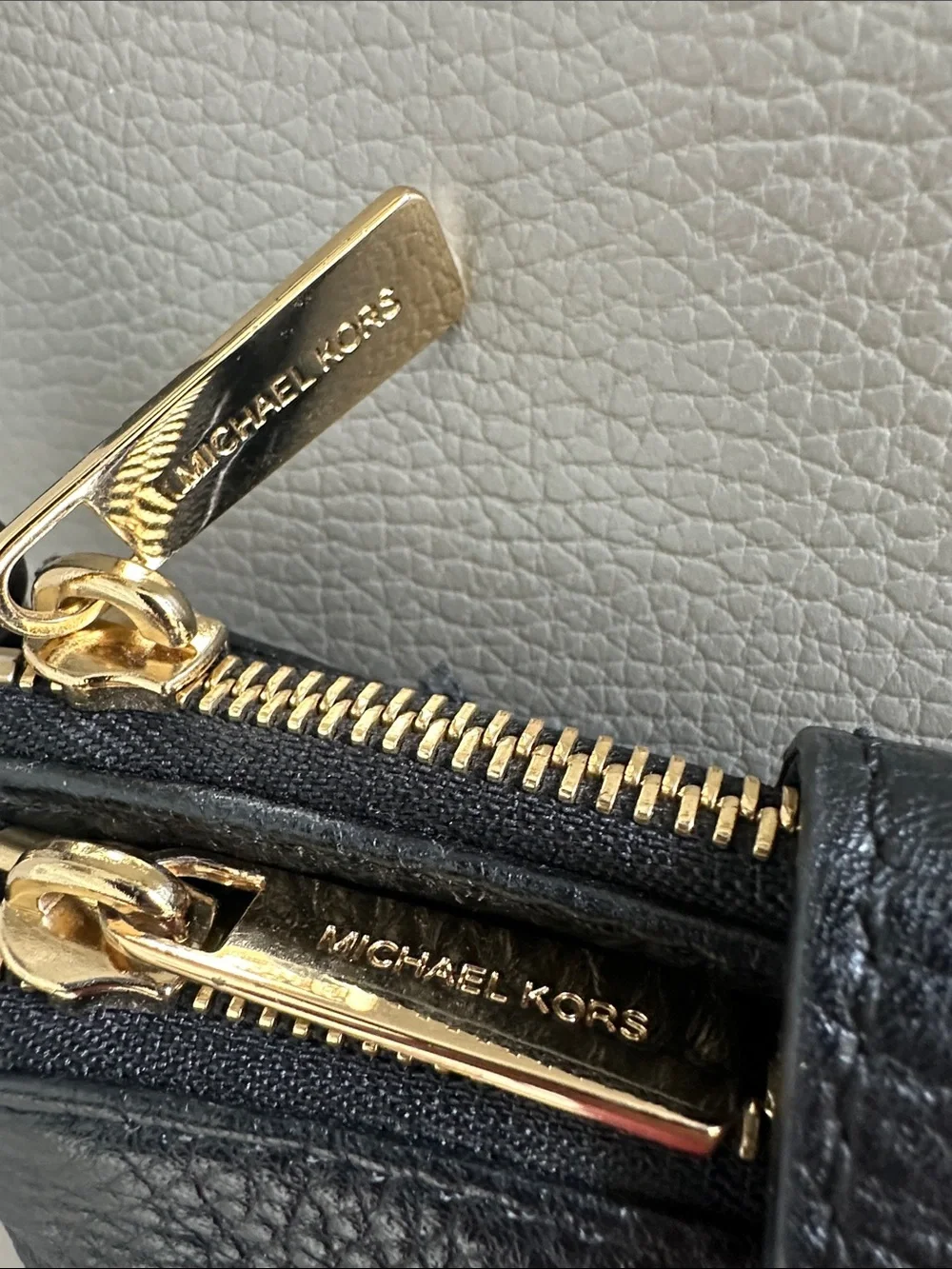 Michael Kors Black Pebbled Leather Crossbody with Gold MK Medallion